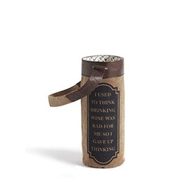 Mona B. Upcyled-Recycled Vintage Inspired Humor Laugh Out Loud Bar Accessories (Wine Bag- Quit Thinking)