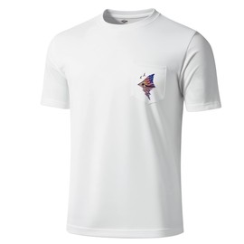 Palmyth Fishing Shirts for Men Short Sleeve Sun Protection T-Shirts UPF 50+ Rash Guard Tee White Redfish Tail Large