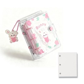 KUAIDHFK Sticker Notebook, A8, Transparent, Mini 3-Hole Binder, Clear Seal Notebook, Cute Sticker Binder, Girls, Cute, Removable, 10 Pages Inside, Plus, 60 Blank Paper Cores, Refillable, Seal Storage