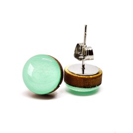Stud Earrings, Mint Green 10 mm 10 mm Round Studs for Women Girls Men Handmade, Stainless Steel Posts for Sensitive Ears, Color Dot