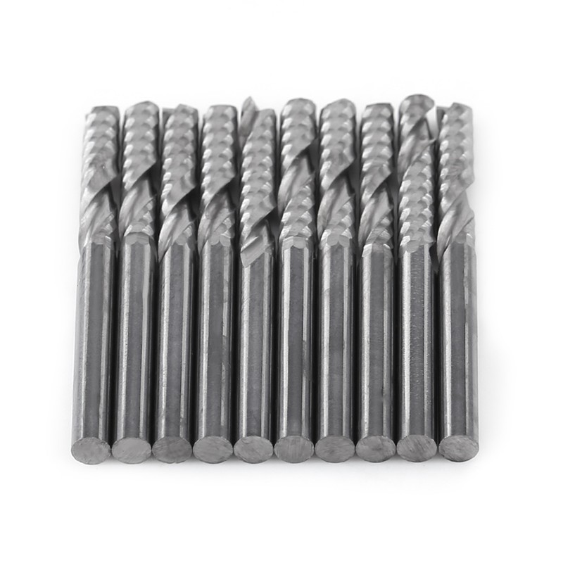 10pcs Tungsten Carbide Spiral End Mills Single Flute Milling Cutter