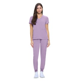Natural Uniforms Womens Essential Cool Stretch Jogger Scrub Set (Lavender, Medium-Petite)