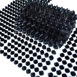 Hellodiy Sew Stitch On Spike Stude Cone Flatback Plastic Trim Mesh for Wedding Party Decoration Costume Embellishment Crafts,0.5 Yard 10 Rows(Black)