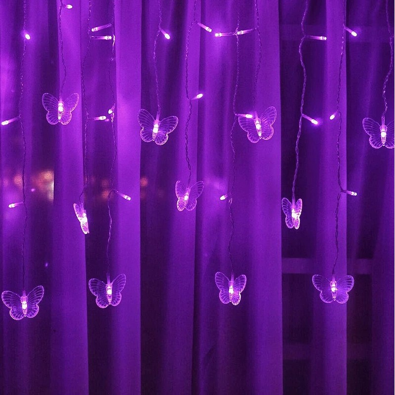 Butterfly Curtain Fairy String Lights, 120LED 8 Modes USB Powered