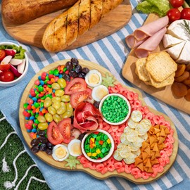 Jiulory Skull Aperitif Board Unique Bamboo Charcuterie Cheese Cutting Board with Spooky Skeleton Design Ideal Decorative Serving Platter Tray for Mothers' Day Easter