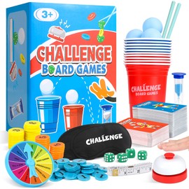 Pourbibi Party Games and Family Games, Games for Adults, Family Board Games for Kids and Adults - Beat Your Friends at 240 Challenges, Fun Family Card Games for Game Night - Christmas Games Gifts