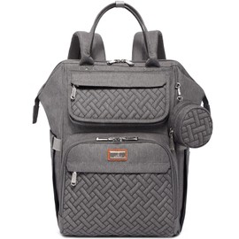 BabbleRoo Diaper Bag Backpack, Multifunction Large Bags with Changing Pad & Stroller Straps & Pacifier Case, Unisex Stylish Travel Back Pack Nappy Changing Bag for Moms Dads (Dark Gray)