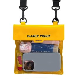 REIKOMO Water-Resistant Phone Pouch with Touch Screen Access, Dry Bag for Phone & Small Essentials, for Swimming, Kayaking, Beach & Travel Yellow