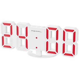 Lunartec Digital Wall Clock: Compact USB LED Table & Wall Clock, Alarm Clock, 7 Segment Numbers, 2 Colours (Digital Clock with Lighting, Clock with Luminous Numerals, Home Office)