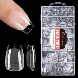 Quaferen Coffin Nails Tips Extra Short: 504pcs Pre-shape Acrylic Fake Nail Tips Coffin - 12 Sizes Soft Gel Full Cover Clear Gelly Press on False Tip for Nail Extension Salon Home