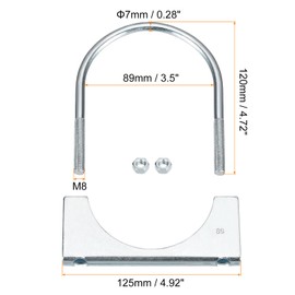 sourcing map sourcing map Muffler U-Bolt Clamps for 89mm(3-1/2") Diameter Exhaust Tail Pipe, 2pcs Exhaust U Clamp Saddle Type U-Bolt Clamps