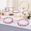 60Pcs Red Checkered Paper Placemats 13.5 Inch Scalloped Round Disposable