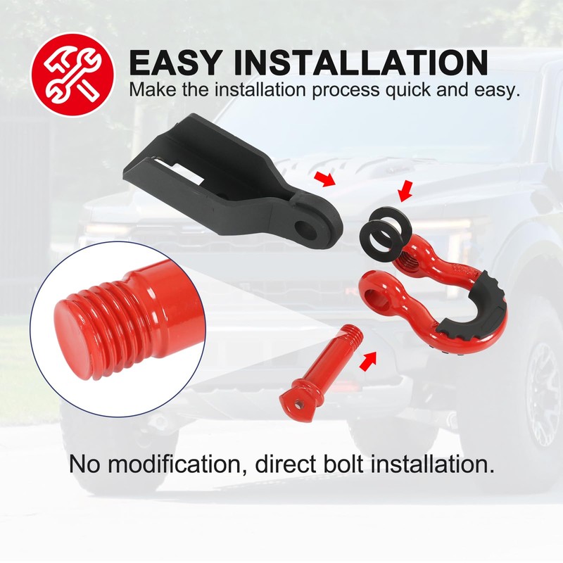 Front Tow Hook Shackle Mount Kit Compatible with Ford F150