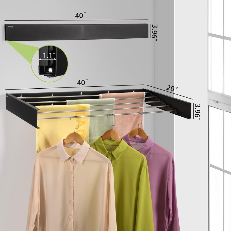 JolyBay Wall Mounted Laundry Drying Rack, Retractable Clothes Drying Rack