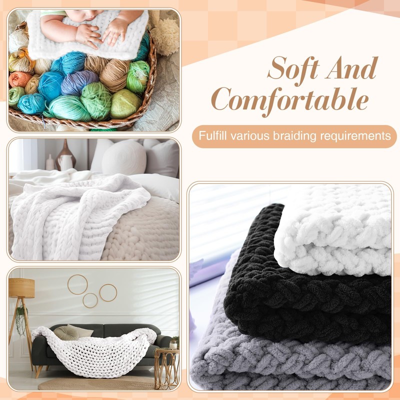 Timgle Chenille Chunky Yarn with 4 Pack 96 Yards Fluffy