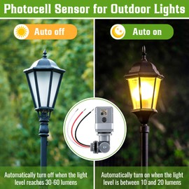 Ceoighe 2 Pack Photocell Sensor for Outdoor Lights, 120VAC 50/60 Hz Photocell IP54 Waterproof, Swivel Mount Photocell, Dusk to Dawn Sensor Photoelectric Switch for Back Yard Lightening