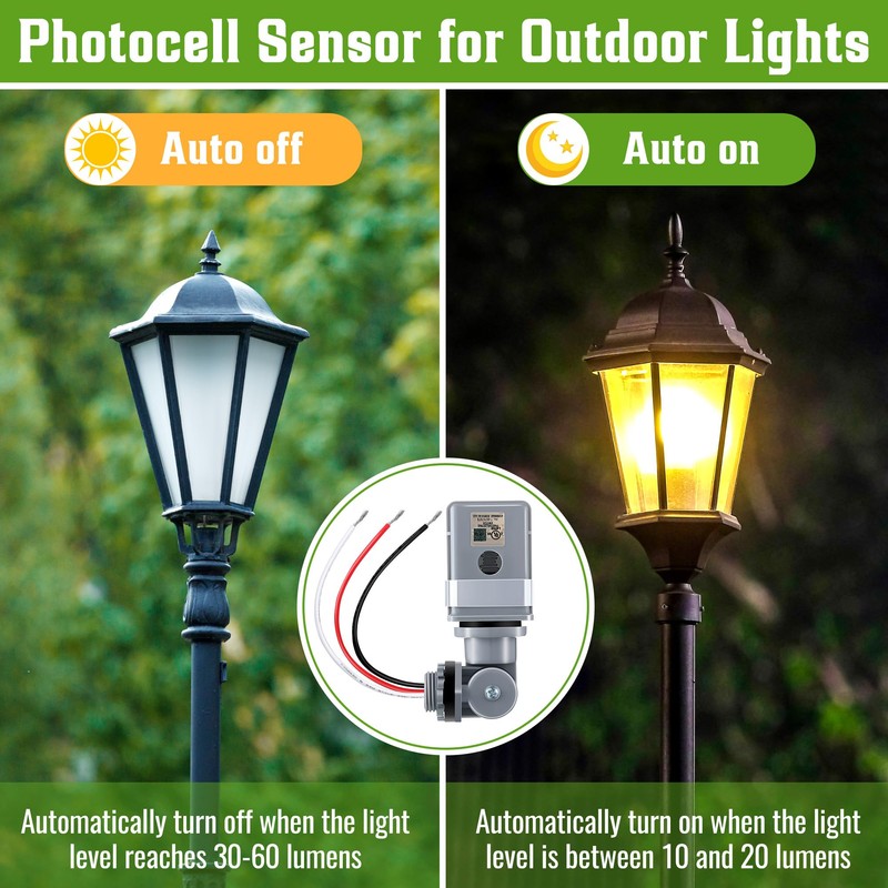 Ceoighe 2 Pack Photocell Sensor for Outdoor Lights, 120VAC 50/60