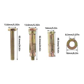 BDHI 10pcs M8×60mm Shield Anchor Bolts Expansion Bolt Long Expansion Shield for Solid Walls and Concrete(Y171-10)