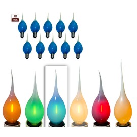 Royal Designs, Inc. Transparent Silicone Dipped Filament LED Bulb, 1-Watt C7 E12 120V 2500K, Blue, Pack of 10