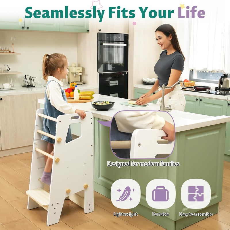GroowingMind® Toddler Tower with Seat – 2-in-1 Montessori Standing Tower