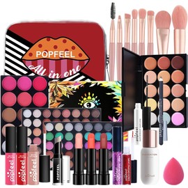 Kit de Maquillaje para Mujer, Set de Maquillaje para Mujer, 24 Piezas con Paleta de Sombras, Lápiz de Cejas, Máscara, Rubor, Base, Corrector y Labios, Juego de Brochas de Maquillaje, Ideal para Regalo