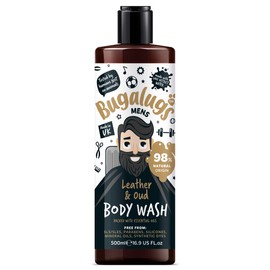 BUGALUGS BUGALUGS Mens Shower Gel 500ml, Natural Body Wash for Men for Sensitive Skin packed with essential oils & made with Lake District Water. Now smell better than your Dog (Leather & Oud)