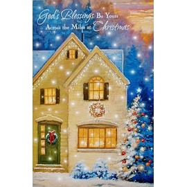 Greeting Card God's Blessings Be Yours Across The Miles - Religious Merry Christmas - Love To Warm Your Home, Friends To Bless Your Heart, Faith To Bring You Peace, Hope To Fill Your Life, White