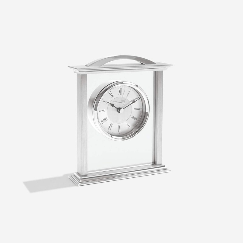 London Clock Silver Mantel Clock, 18 x 15 x 4.5cm