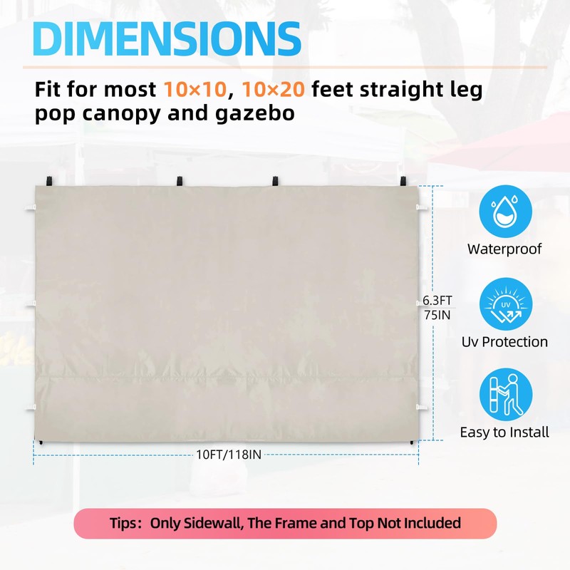 Joramoy 10x10 Canopy Sidewall - 10x10 Tent Wall with UV