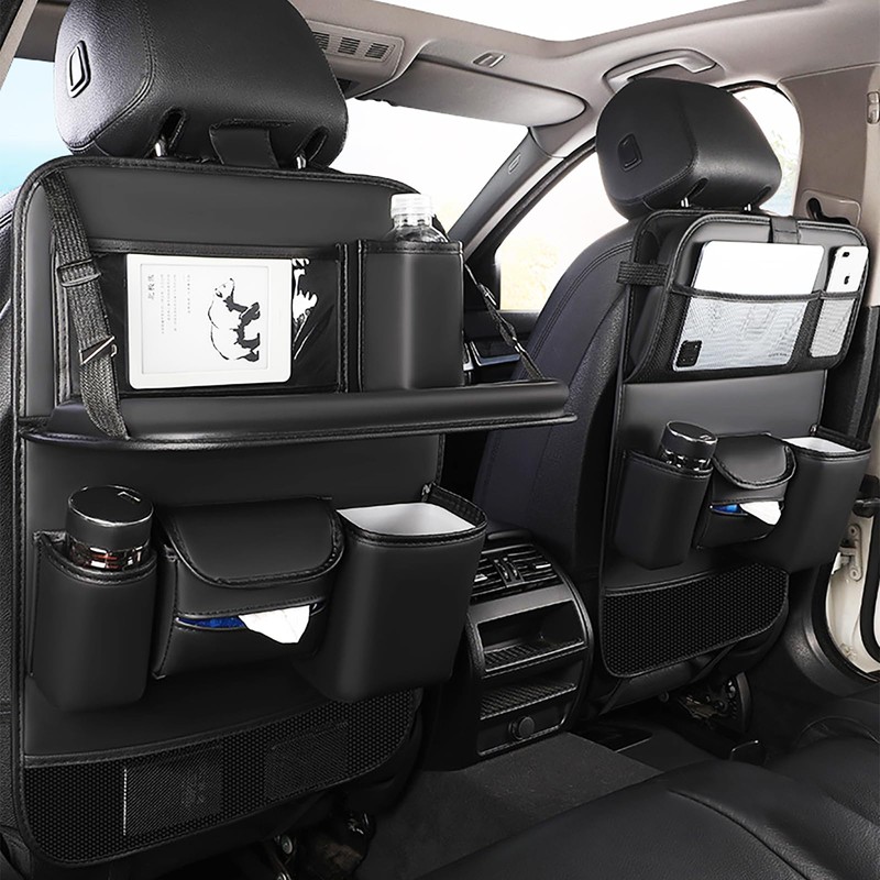 Fancemot Leather Car Back Seat Organizer, Foldable Table Back Seat