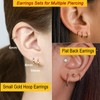 Flat Back Stud Earrings and Small Hoops Earrings Sets for