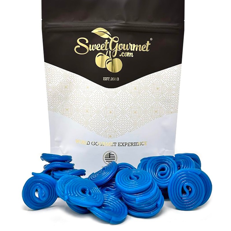 SweetGourmet Blue Raspberry Flavored Licorice Wheels | Italian Bulk Licorice