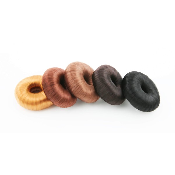 JJMG New Hair Bun Maker Donut Hair Ring 5 Pieces set Beauty Bun Hairstyler Synthetic Hair DIY Accessory (Shades Available From Strawberry Blonde To Brunette 5pcs Lot)