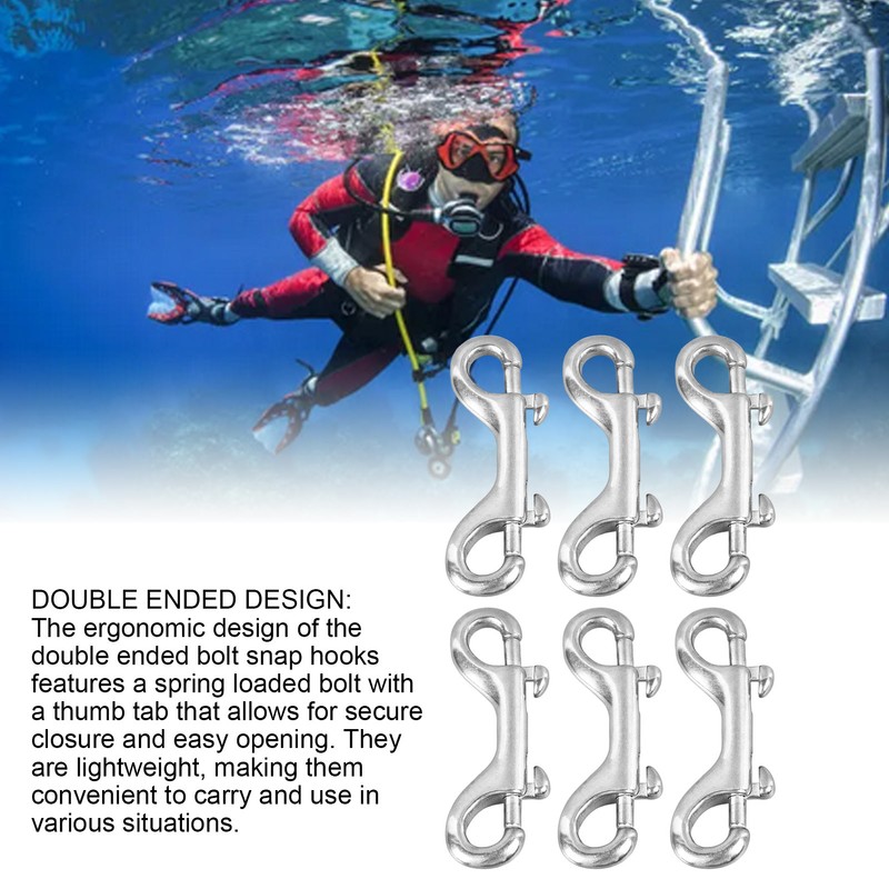 6Pcs Double End Snap Hook Stainless Steel Multifunctional Double Ended