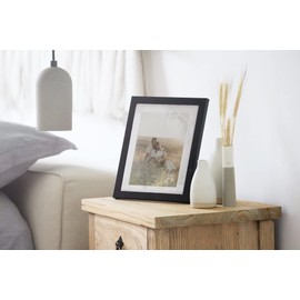 Frame Company Allington Black Photo Frame with Black Mount, 10x8 for 7x5 inch, fitted with perspex