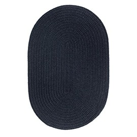 Super Area Rugs Pura Braided Wool Rug Extra Soft Reversible Living Room/Bedroom Carpet, Navy, 2' x 4' Oval