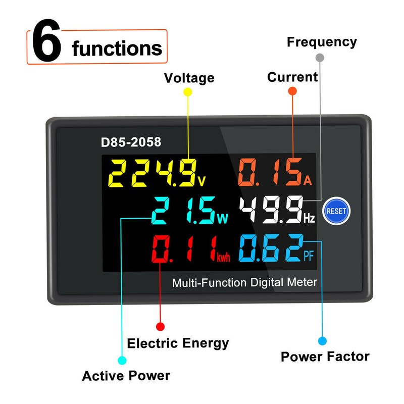 AC Meter Single Phase LCD Digital AC Panel Meter Voltage