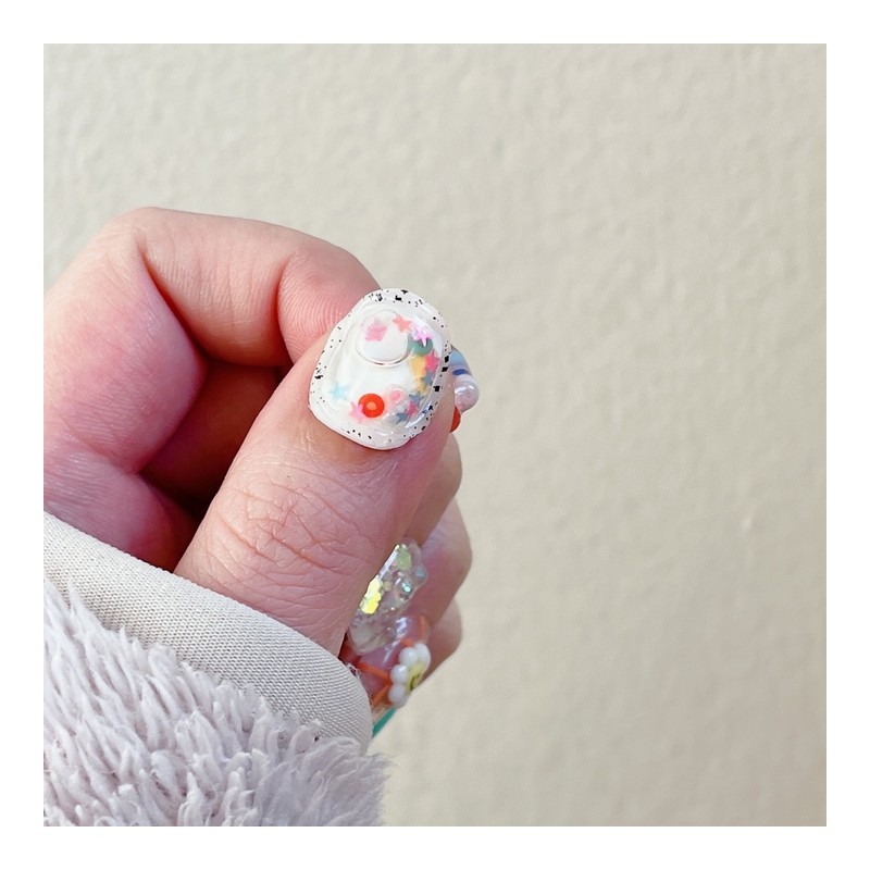Water ball beads Handmade nail tips - Petit Square /
