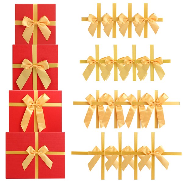 36 Pieces Christmas Red Stretch Loops with Bows Adjustable Elastic