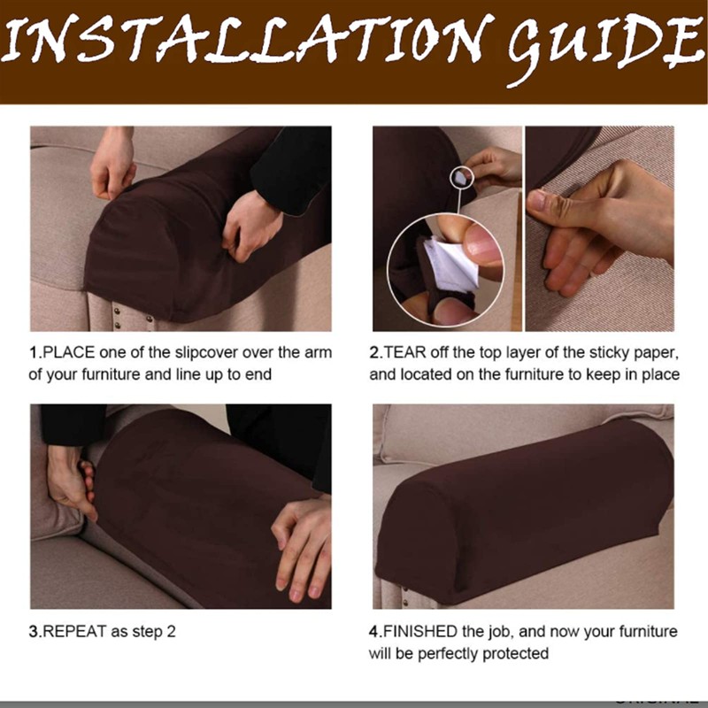Stretch Armrest Covers Velvet Arm Covers for Chairs Couch Sofa