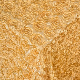 B-COOL Rosette Tablecloth: Light Gold 60x102 Inch 3D Floral Rectangle Table Cloth Christmas Wedding Tablecloths for Outdoor Romantic Party Table Decorations