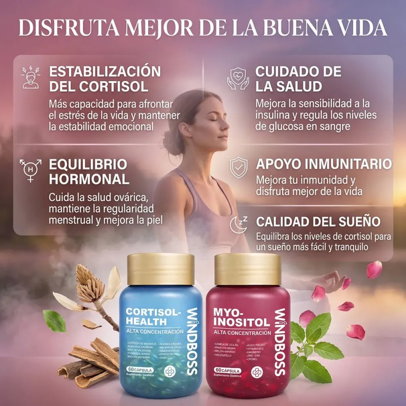 Windboss Cortisol Y Myo-inositol Pack 2x60 Cápsulas