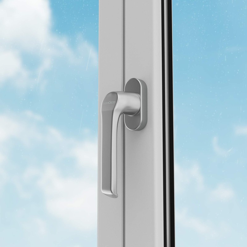Schüco Window Handle Silver Stainless Steel Look F 9 for