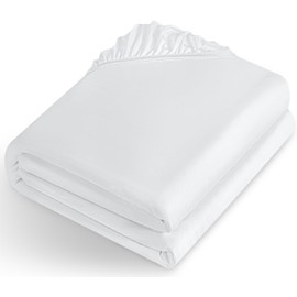 Utopia Bedding Wasserdichter Matratzenschoner, 150 x 200 x 30 cm, für Matratzen bis 30 cm Höhe, Leichter und Weicher Jersey-Matratzenbezug mit Dehnbarem Sitz - Weiß