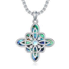 Shusukue Witch Knot Necklace Sterling Silver Witch Knot Pendant Necklace with Abalone Shell Witch Jewellery Witch Knot Amulet Gift, Base