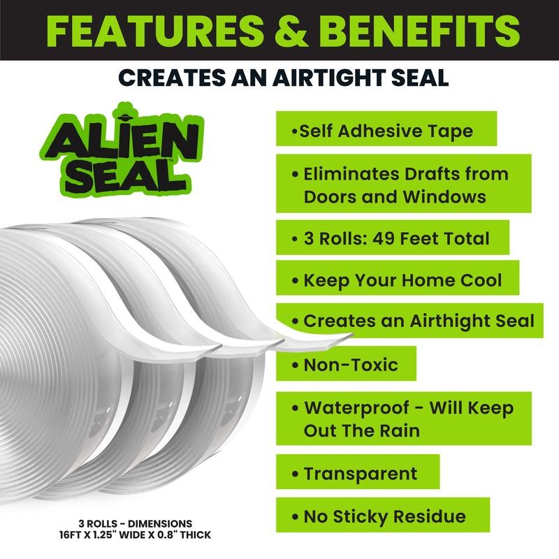 Alien Draft Seal Insulation Tape - Self-Adhesive Silicone Weather Stripping