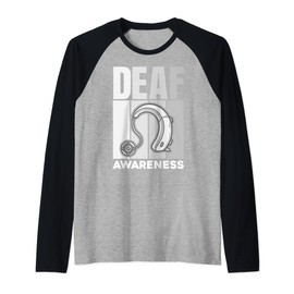 Hearing Aid Ear Disability Support Deaf Awareness Raglan Baseball Tee