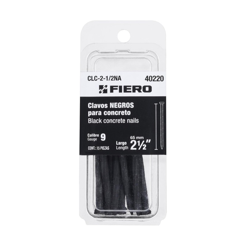 Fiero CLC-2-1/2NA, Blíster con 15 clavos negros para concreto 2-1/2"