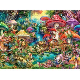 Buffalo Games - Aimee Stewart - Merry Mushroom Village Picnic - 1000 Piece Jigsaw Puzzle for Adults -Challenging Puzzle Perfect for Game Nights - Finished Size is 26.75 x 19.75