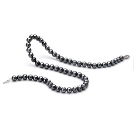 Black 6-7mm AA Quality Freshwater 925 Sterling Silver Cultured Pearl Necklace For Women-16 in Chocker length